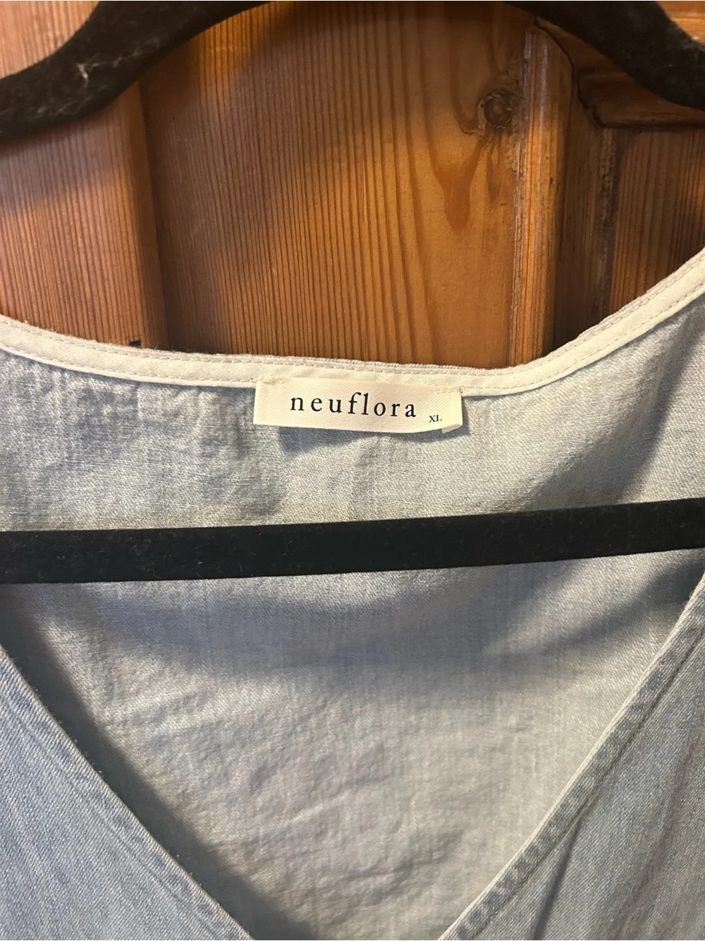 Neuflora Light Blue Denim Button-Front Women's Pinafore Dress - Picture 2 of 4